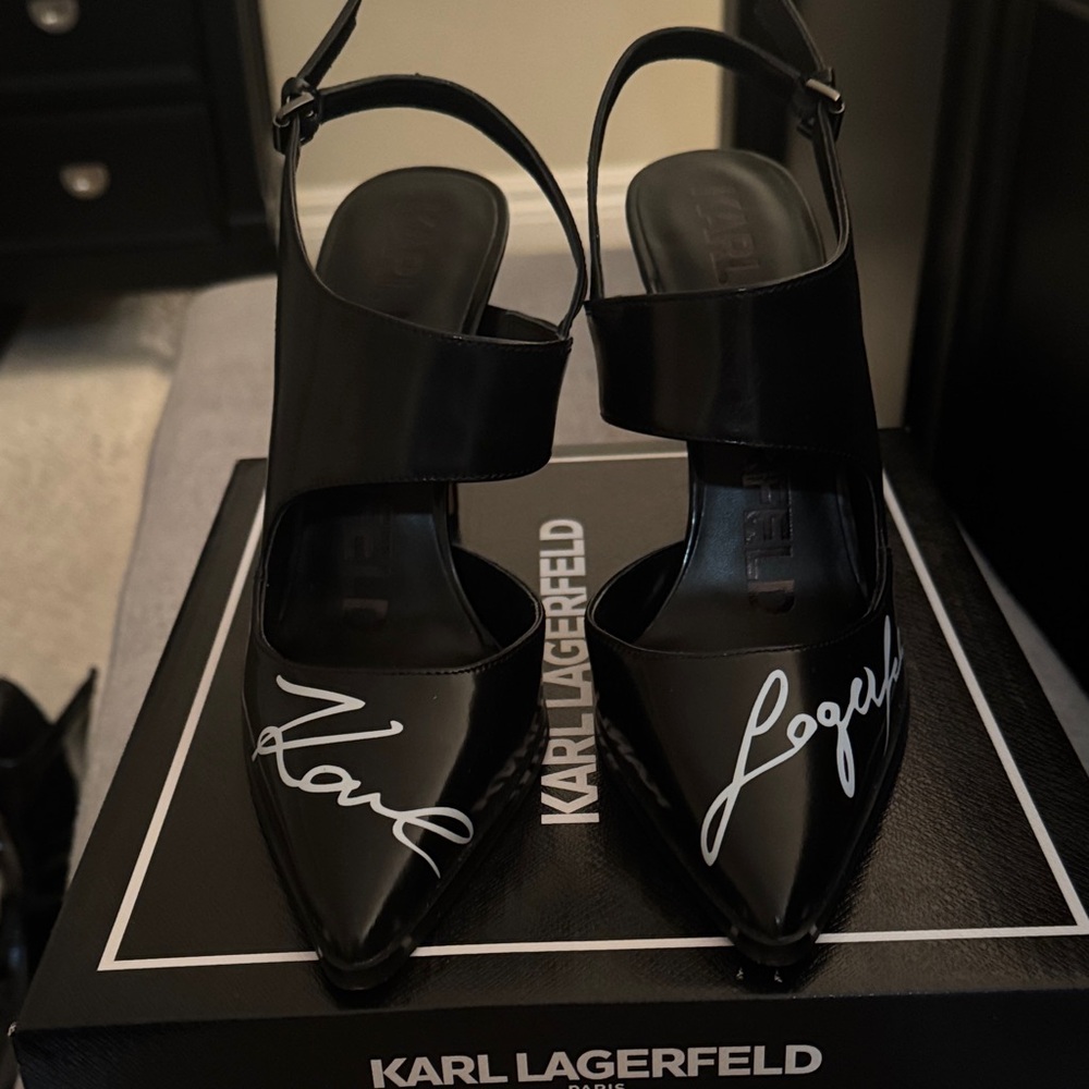 Karl Lagerfeld Black Signature Heels